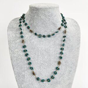 Vintage Handmade Beaded Flower Long Choker Dainty Bohemian Hand Made Wire Boho
